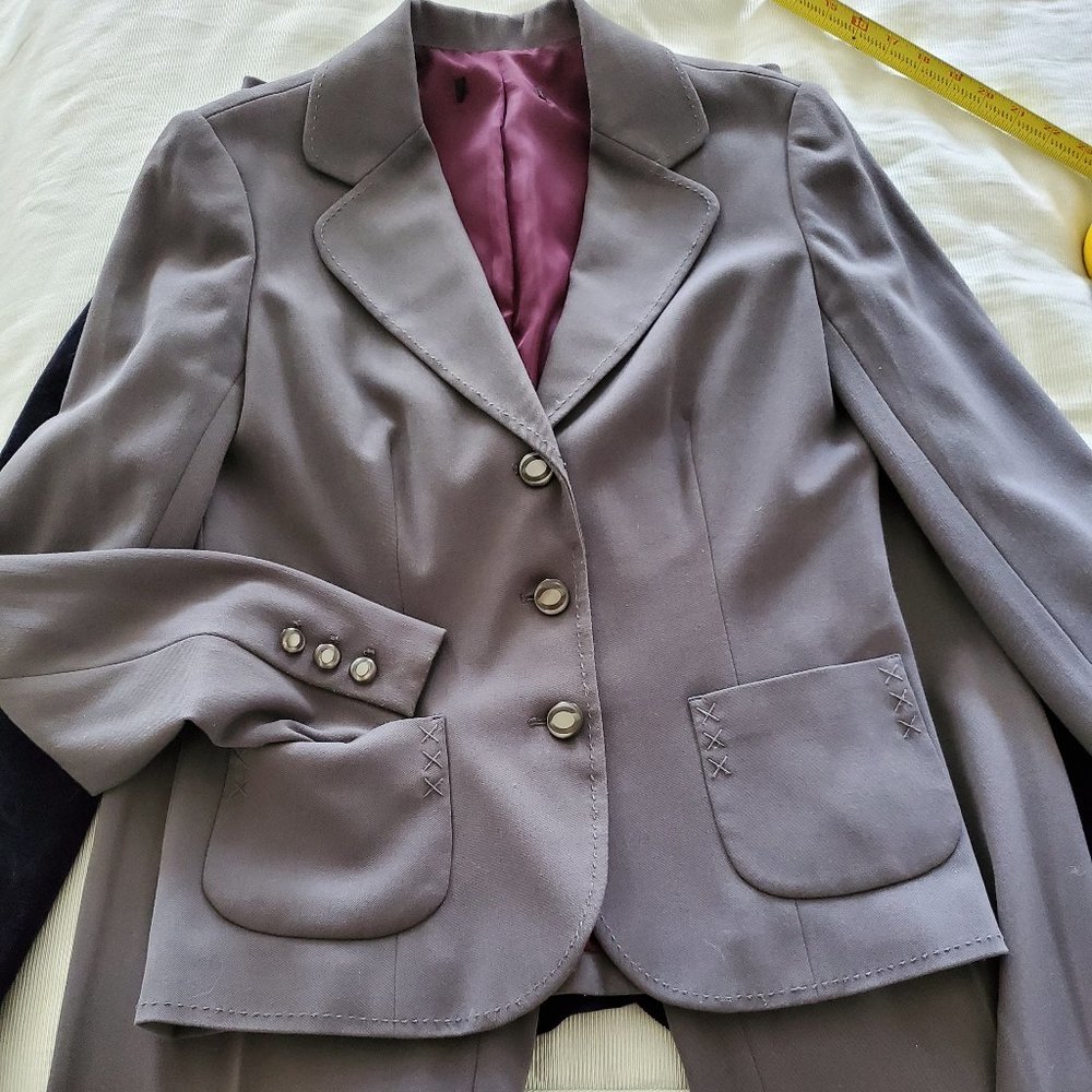 Grey Suit detailed couture and hand sewn stitching